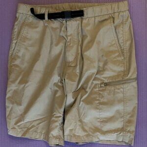Like New Uniqlo Beige Cotton Polyester Blend Belted Shorts